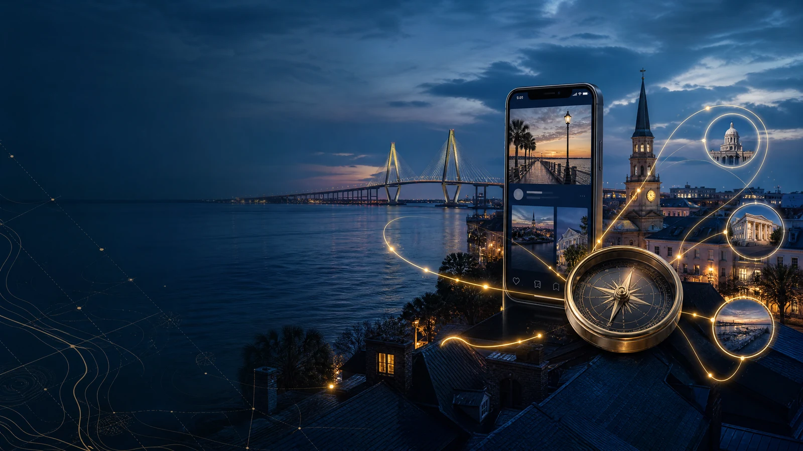 Social media and SEO strategy illustration for Charleston businesses