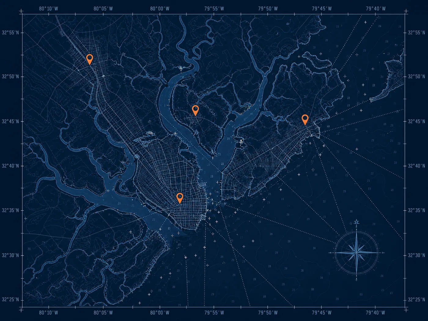 SEO service area map for Downtown Charleston, SC